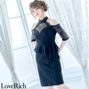 <Love Rich>レース使用のミニドレス パーティードレス キャバドレス(ブラック)